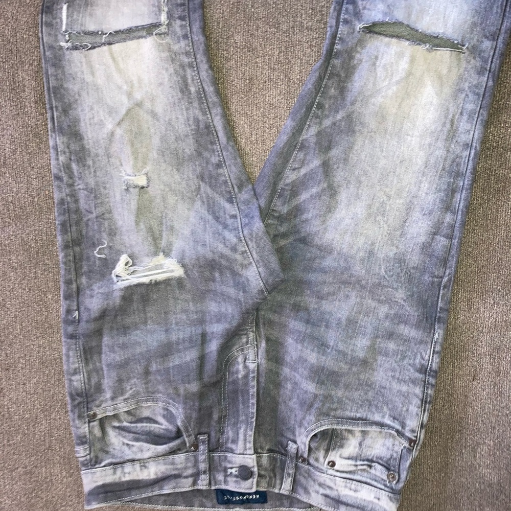 Aeropostle Distressed Gray Jeans.